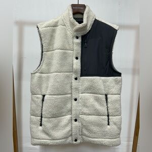Banana Republic Cream/Off White & Grey Sherpa Vest